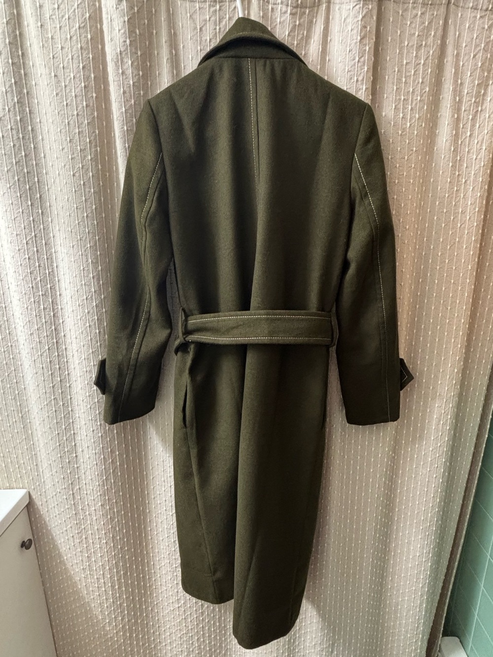 Asos Double-Breasted Olive Pea Coat View 5